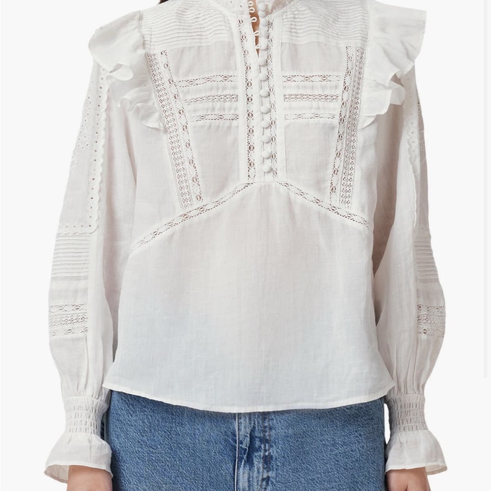AllSaints White Ruffled Women's Top